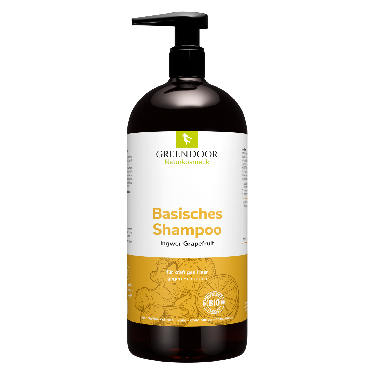 Basisches Shampoo XL Ingwer Grapefruit große Flasche Greendoor Shampoo Ingwer Grapefruit