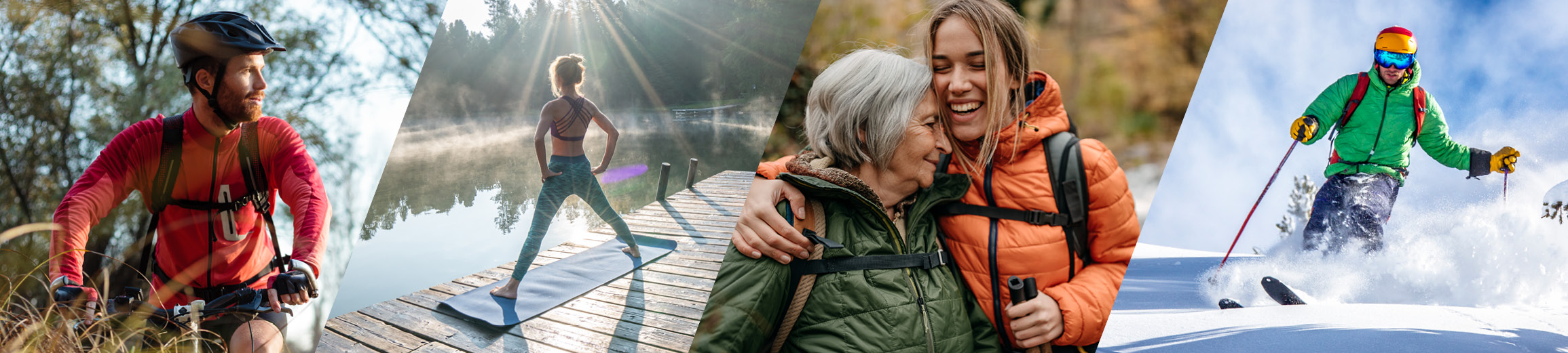 zu sehen sind verschiedene Personen zu den vier Jahreszeiten, alles outdoor