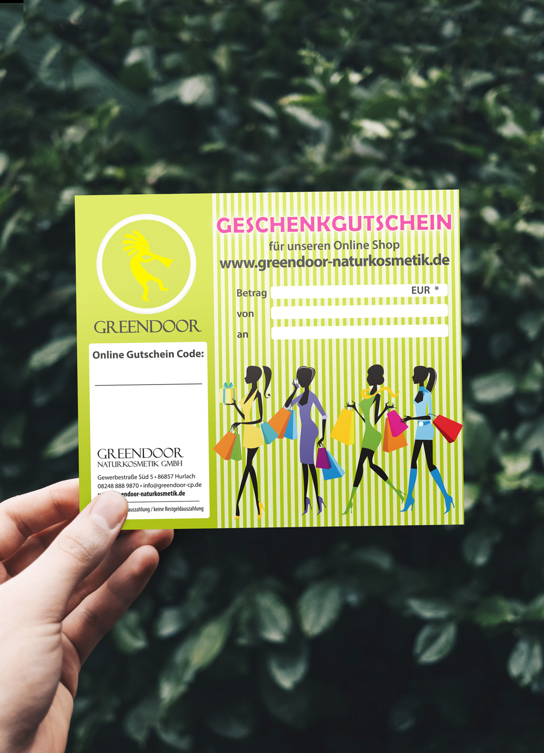 Geschenkgutschein mit Postversand und nur für den Onlineshop Geschenkgutschein mit Postversand und nur für den Onlineshop