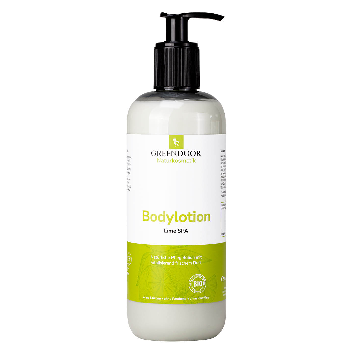 große Flasche mit Pumper Greendoor Bodylotion Lime Spa