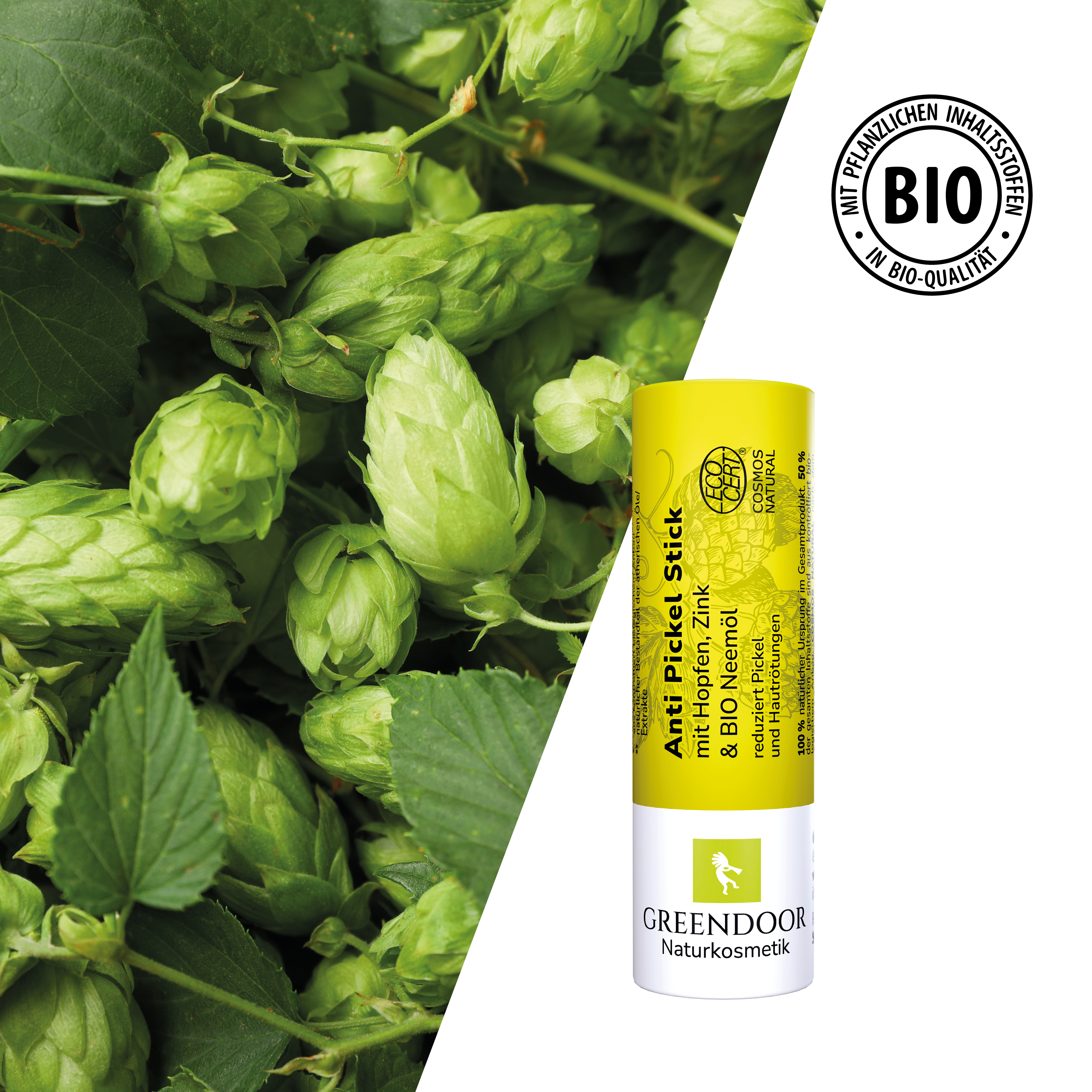Anti Pickel Stick mit Hopfen und Bio Siegel