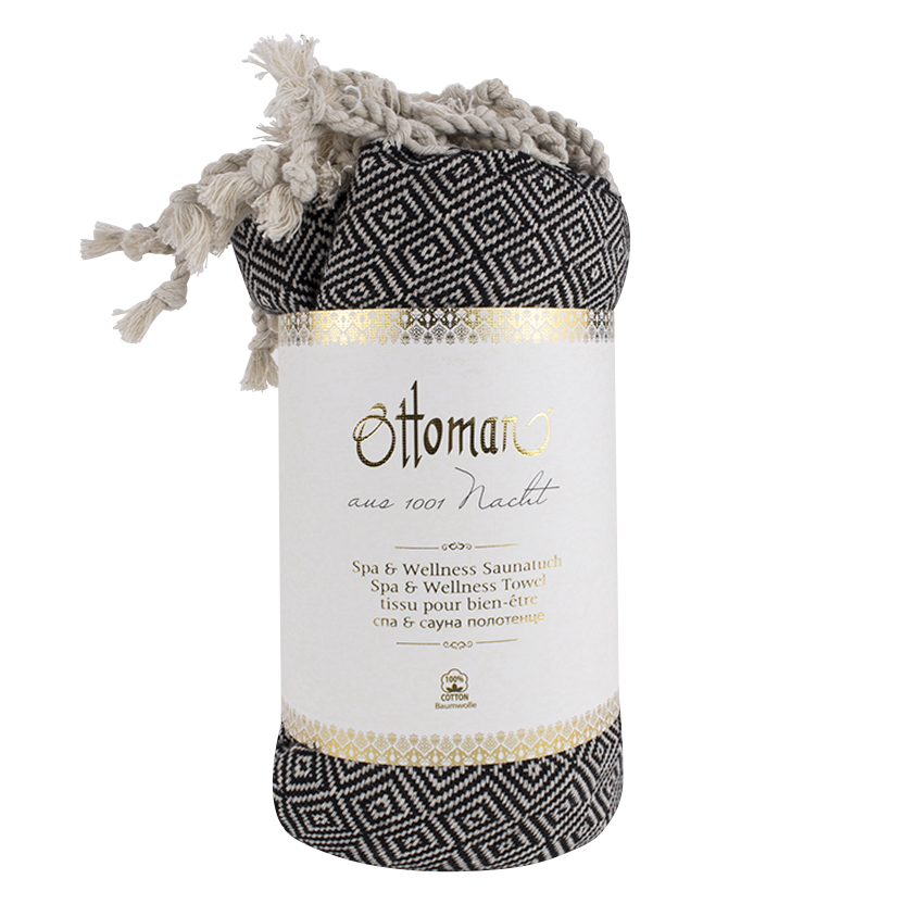 Hamam Tuch Rautenmuster schwarz